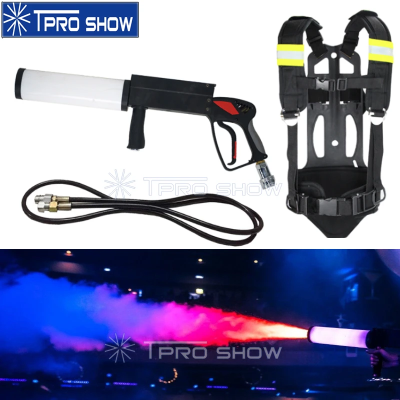 

Handheld DJ Gun CO2 Cryo Effect Machine CO2 Pistola RGB Colors Wash LED Jet Pistol Cannon With Cylinder Backpack For Disco Club