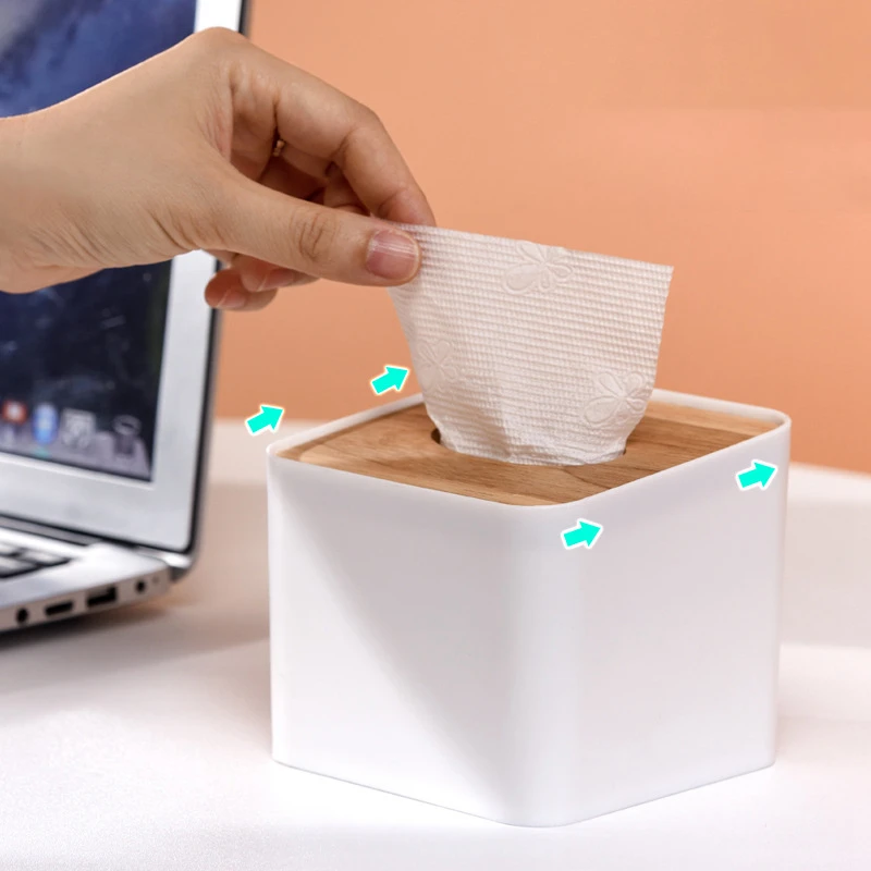 New Modern Wood Napkin Holder Square Shape Wooden Plastic Tissue Box Case Home Kitchen Paper Holdler Storage Accessories | Дом и сад