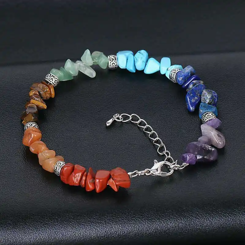 

Balance Lava Stone Yoga 7 Bracelet Reiki Chakra gravel Crystal Healing Prayer