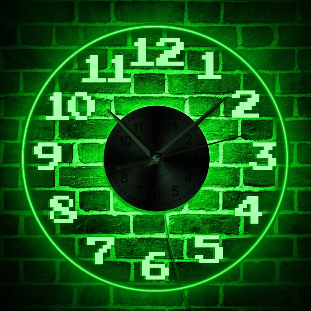 СВЕТОДИОДНЫЕ Светящиеся Настенные часы с цифрами и цифрами, настенные часы со сменными цветами, тематическое произведение искусства, акриловая неоновая доска, винтажный домашний декор