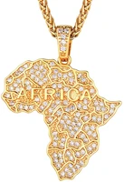 richsteel men women shiny cubic zirconia africa map pendent necklace with spiga chain222extended 18k goldplatinum plated