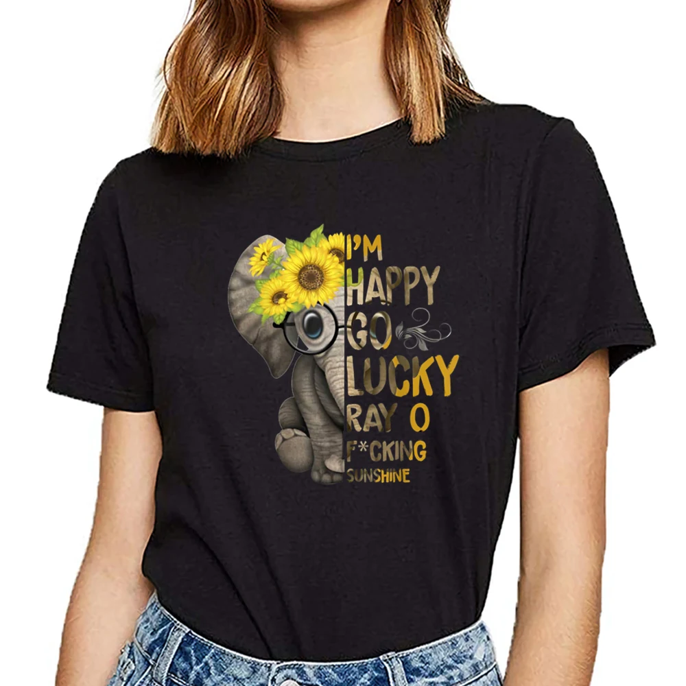 Топы футболка женская im a happy go lucky ray of fcking sunshine сексуальная Harajuku на заказ