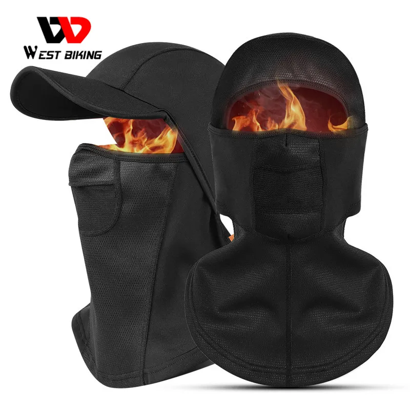 

WEST BIKING Winter Sport Cycling Cap Bike Full Face Cover Neck Warmer Men Women Scarf Ski Bicycle Motocycle Fleece Head Cap Hat