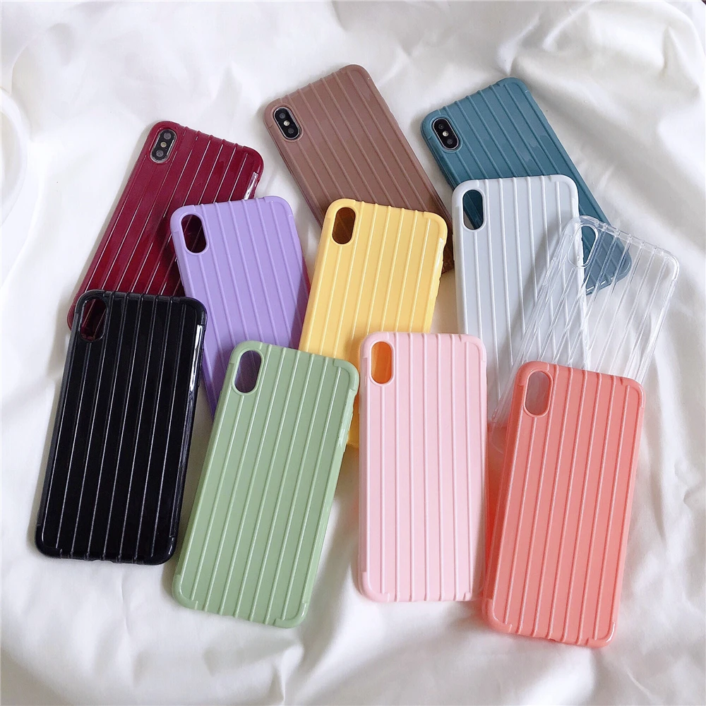 Suitable for Apple Iphone 11 Pro Max 6 7 8 6s plus X Xs XR soft solid color trolley case style anti-fall silicone phone | Мобильные
