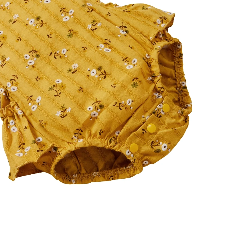 

2Pcs Summer New Style Baby Girl Clothing Set Floral Print Ruffel Sleeve Rompers+ Bow-Tie Headband Baby Clothing Outfit 0-12M