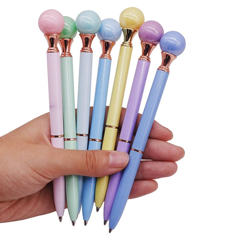 

1 Pcs Pearl pen 0.7mm Ballpoint pen Student School Office Writing Pen Metal gift pen