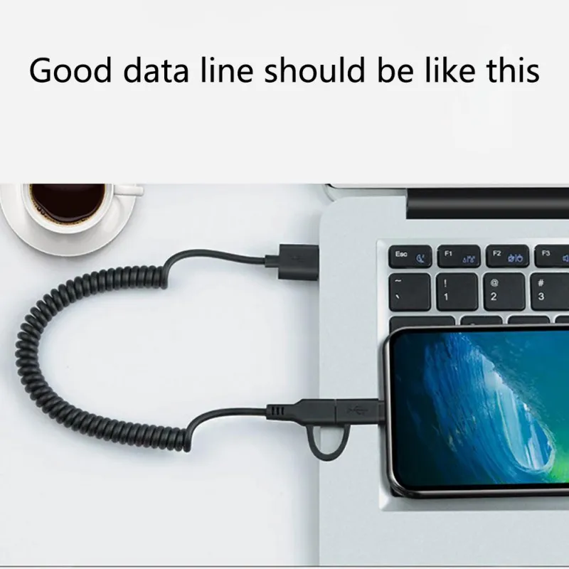 Новый спиральный кабель типа C выдвижной 3а USB провод для быстрой зарядки