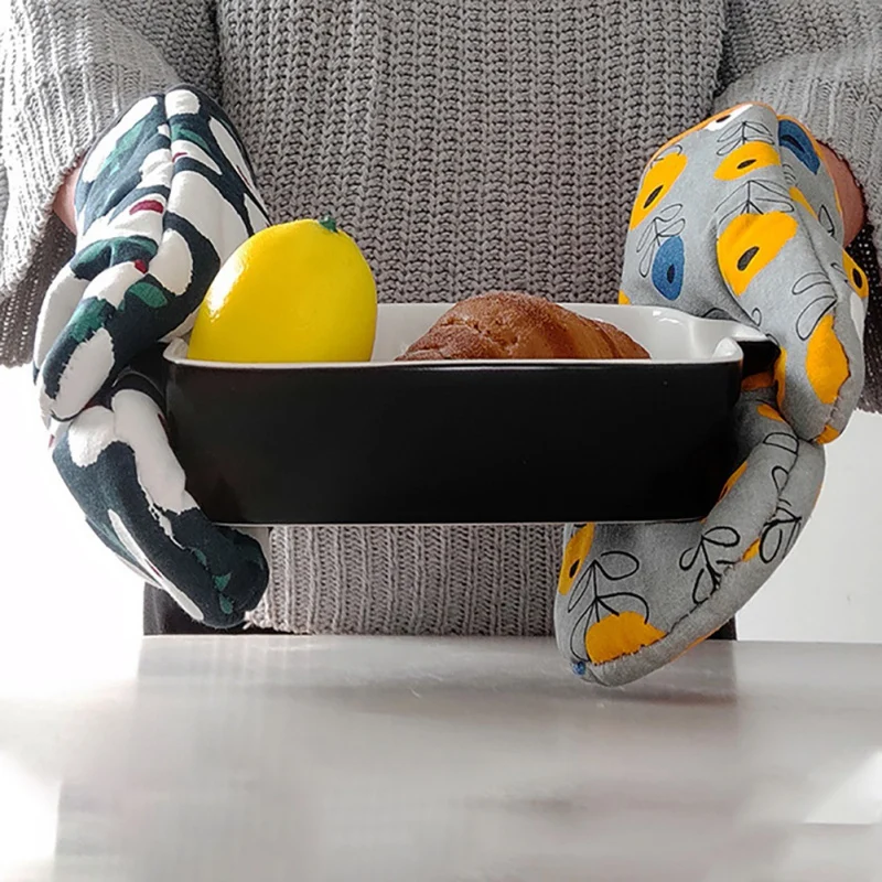 

Oven Baking BBQ Gloves Mitts Pot Holders With Hanging Hook Kitchen Microwave Oven Gloves For Cooking Baking Grilling
