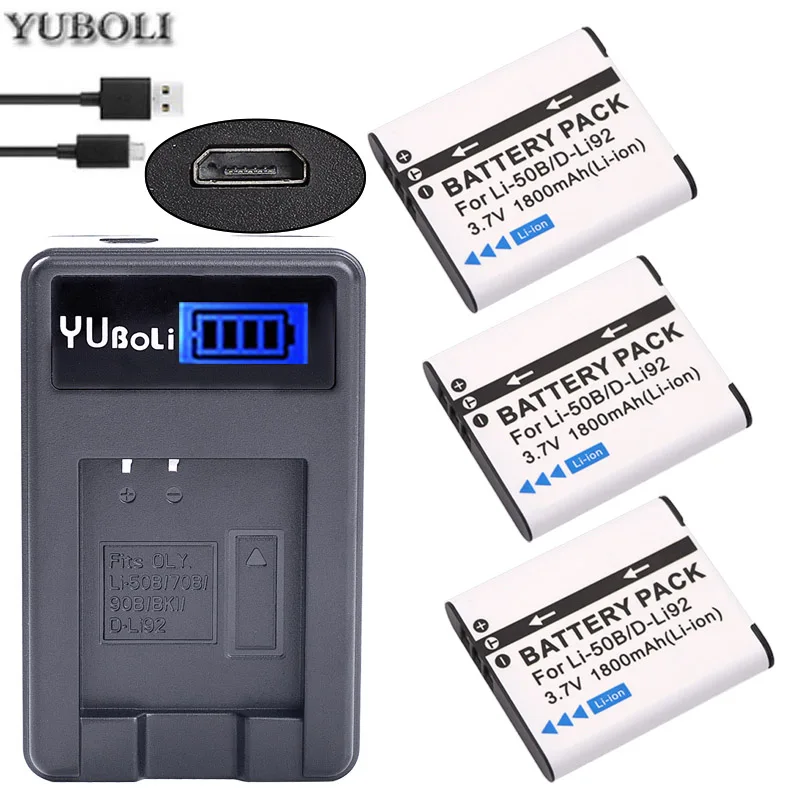 charger and 3battery Li50b Li-50B LI50B li ion аккумулятор 50B Батарея+ USB Зарядное устройство для цифровой камеры OLYMPUS SP 810 800UZ u6010 u6020 u9010 SZ14 SZ16 D755 u1010 SZ30 SZ20 XZ-1 - Цвет: charger and 3battery