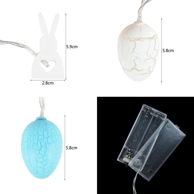 

10LED Easter Party Decoration Wooden Easter Rabbit String Lights Easter Egg Bunny Lights Garland For Home Party Decor Fairy Lamp