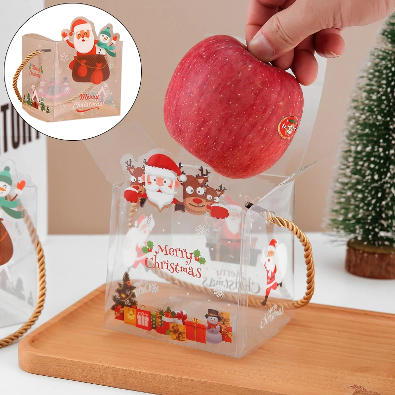 

Cute Candy Apple Packing Box Transparent Portable Santa Claus Gift Box Exquisite Convenient Practical Festival Supplies