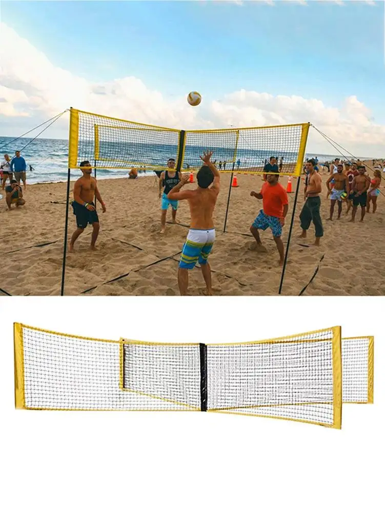 

Beach Volleyball Net Four-Person Four-Sided Cross Tennis Net Outdoor Sand Grass Indoors Cross Volleyball Net (Without Stand)