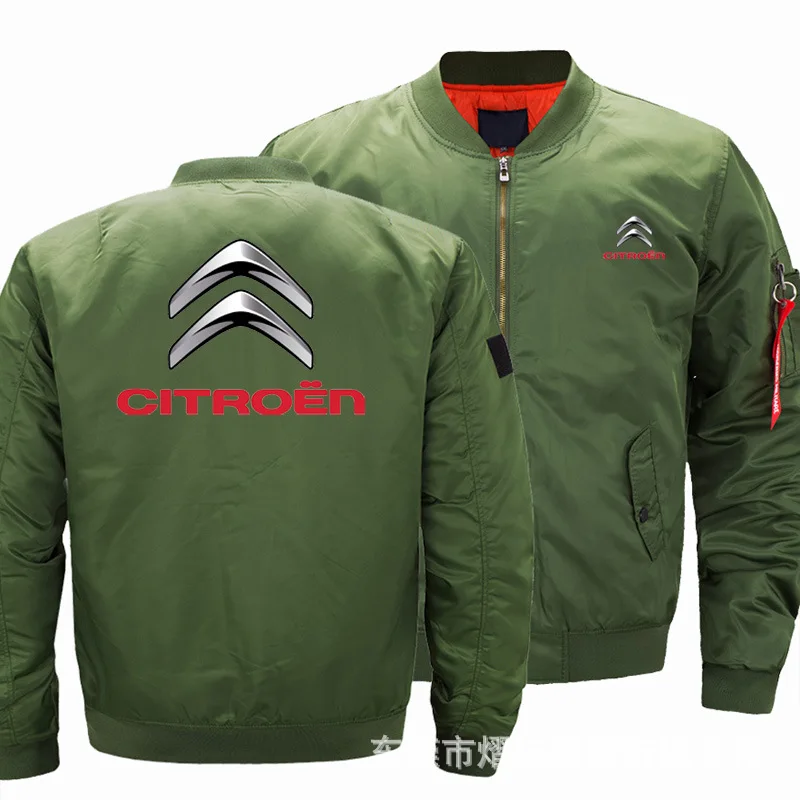

2021 NEW Mens Warm Citroen Slim Fit Fly Pilot jacket Car Logo Print Sweatshirt Hip Hop Male Clothing jacket Black Red 7