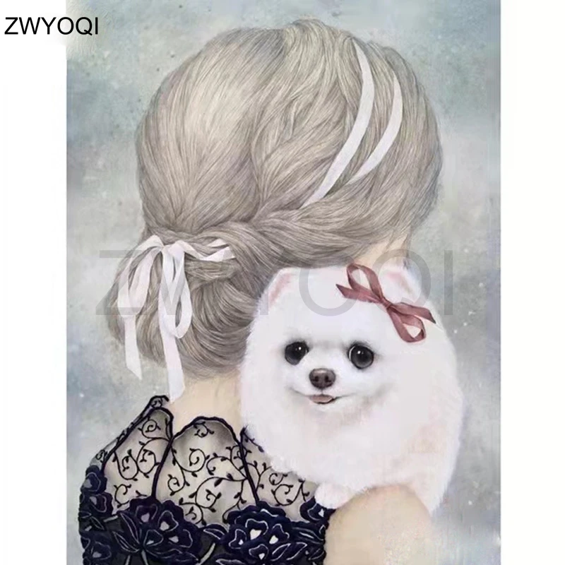 

Full Round Diamond painting Dog fox bear Full Square Diamond mosaic Cartoon lace girl DIY Diamond embroidery Cross stitch ribbon