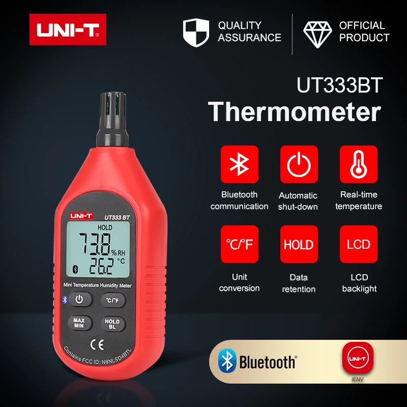 UNI-T UT333BT Цифровой термометр гигрометр (версия Bluetooth) ЖК-дисплей с двойным дисплеем