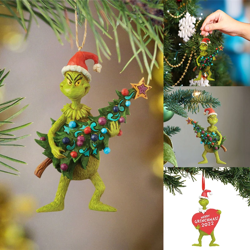 

Рождественские украшения для елки Grinch, рождественские украшения, креативное украшение, деревянные аксессуары, рождественские украшения