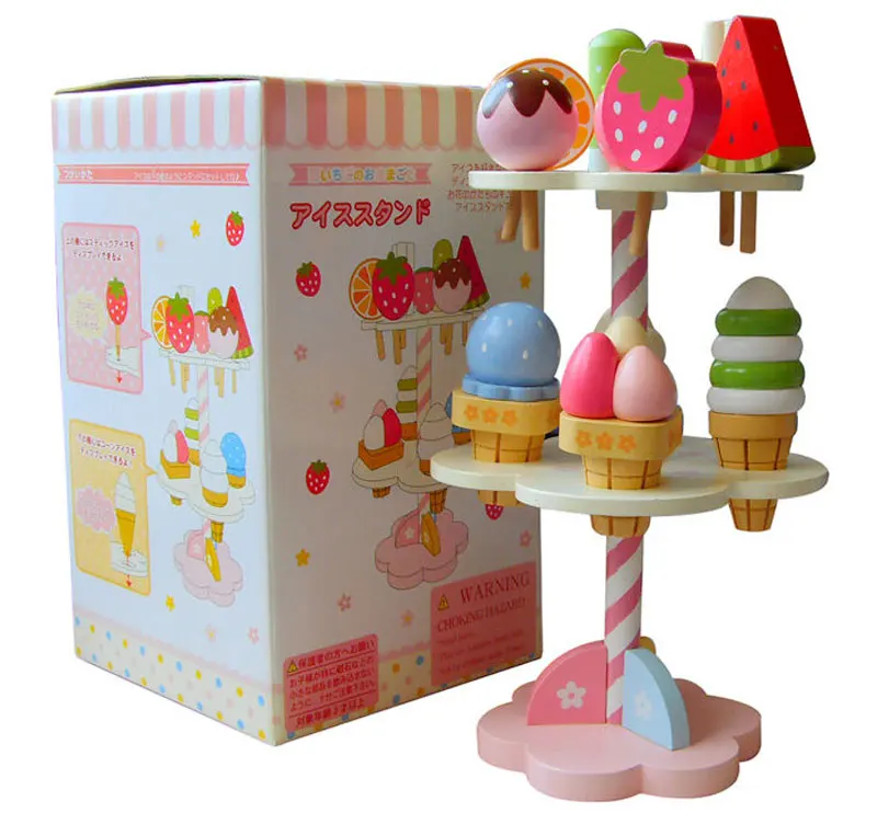 Высокое моделирование Icecream деревянная игрушка набор детский игровой дом кухня модель подарок для детей - Цвет: 1 set