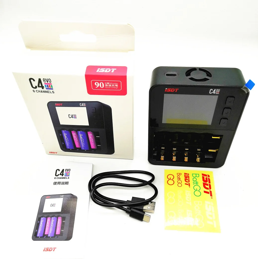 Интеллектуальное зарядное устройство ISDT C4 EVO с выходом Type-C QC3.0 для литий-ионных