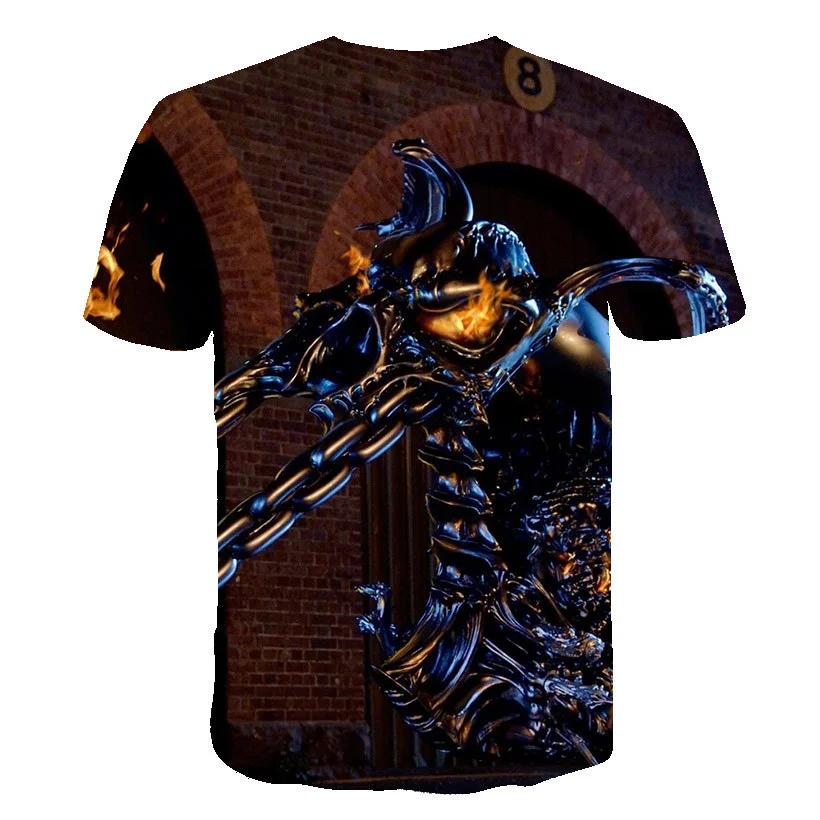 

Mens Skull T shirts Fashion Summer Short Sleeve Cool T-shirt 3D Skull Print Tops Rock Fire Skull Tshirt Men streetwear 2021 New