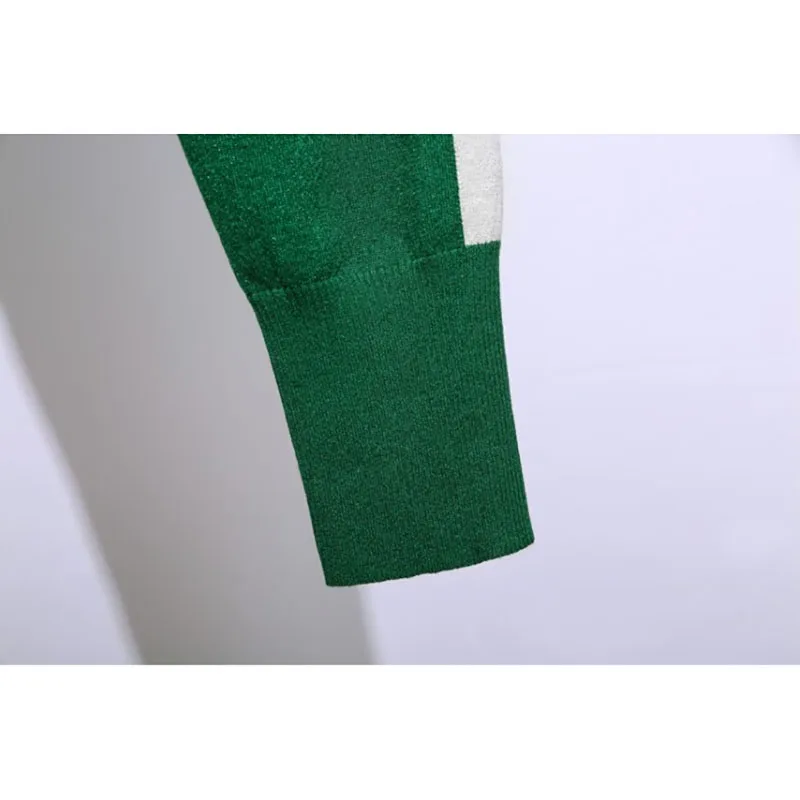 

Spring Autumn Women Knitted Tracksuit Outfits Stand-up collar Bright silk Knit Cardigan coat Pencil Trousers Casual Sets Female