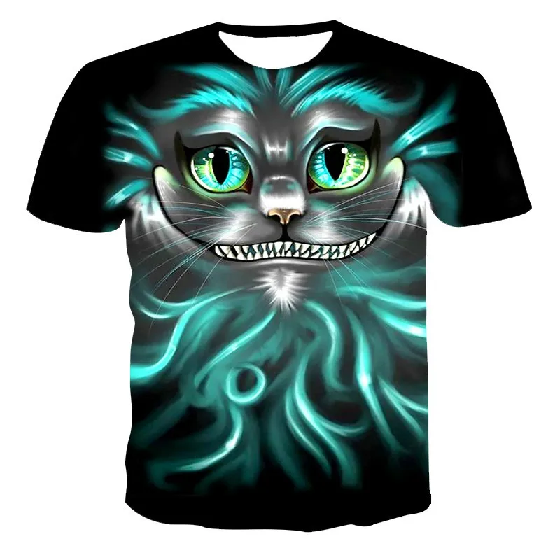 

2021 summer new style 3D men's and women's shirts cat cartoon cool everyday style shirt Harajuku polyester breathable digital O-