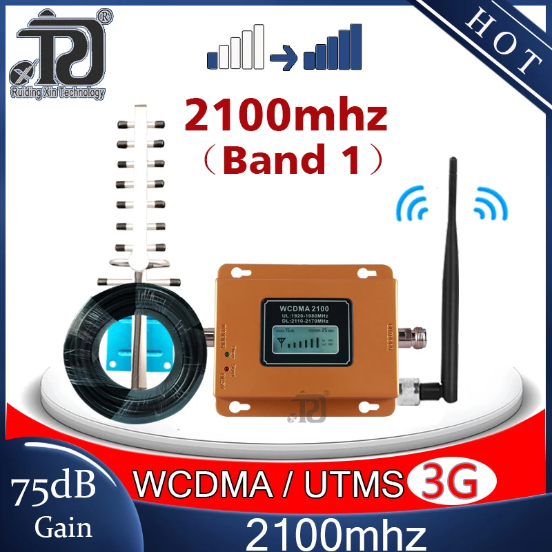75dB Сотовая связь Wi Fi Ретранслятор 3G усилитель сигнала WCDMA UMTS (полоса LTE 1) 2100