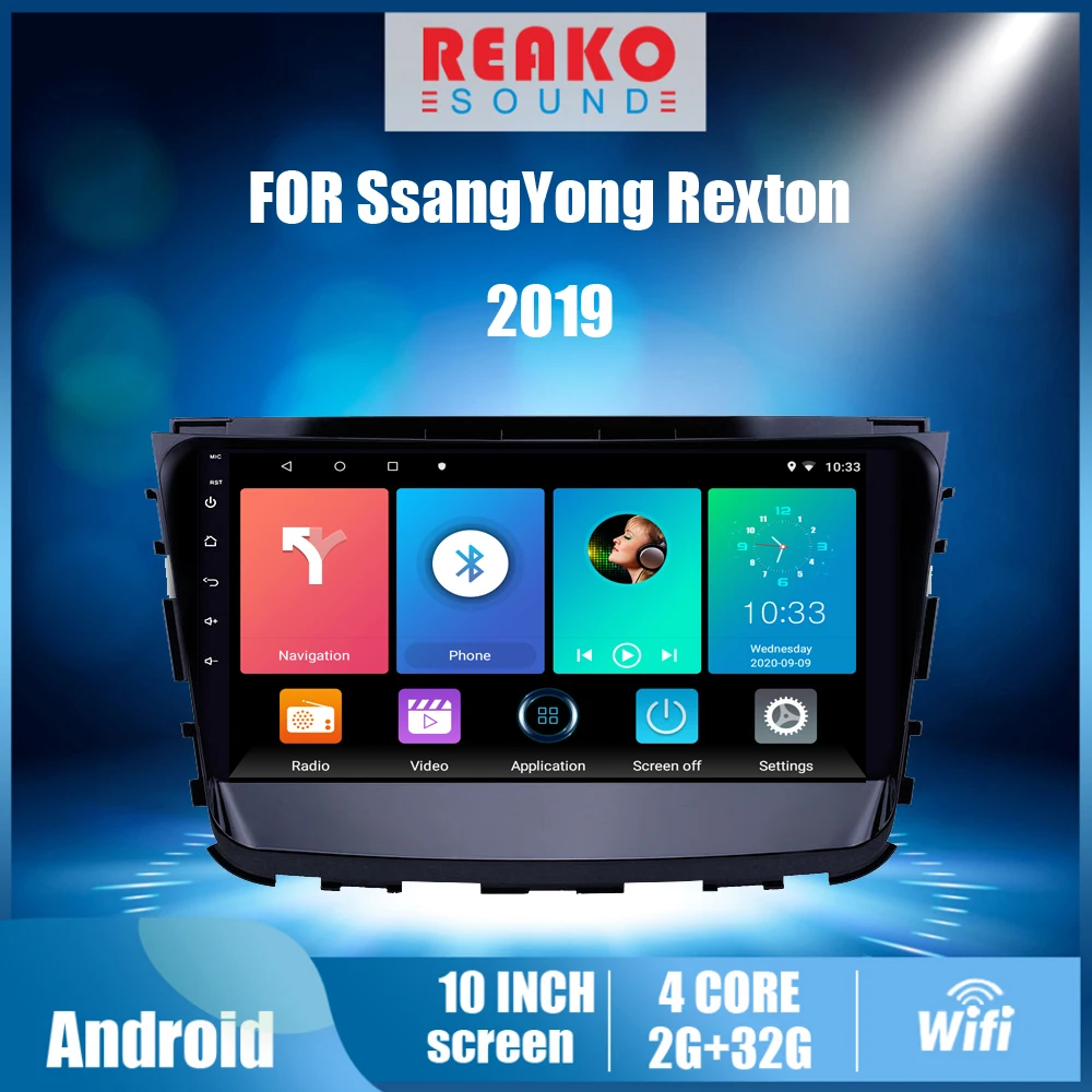 Автомобильный мультимедийный плеер, 2 din, 2019 дюйма, GPS-навигатор, с рамкой, для Ssang Yong Rexton 10,1, Android, Wi-Fi