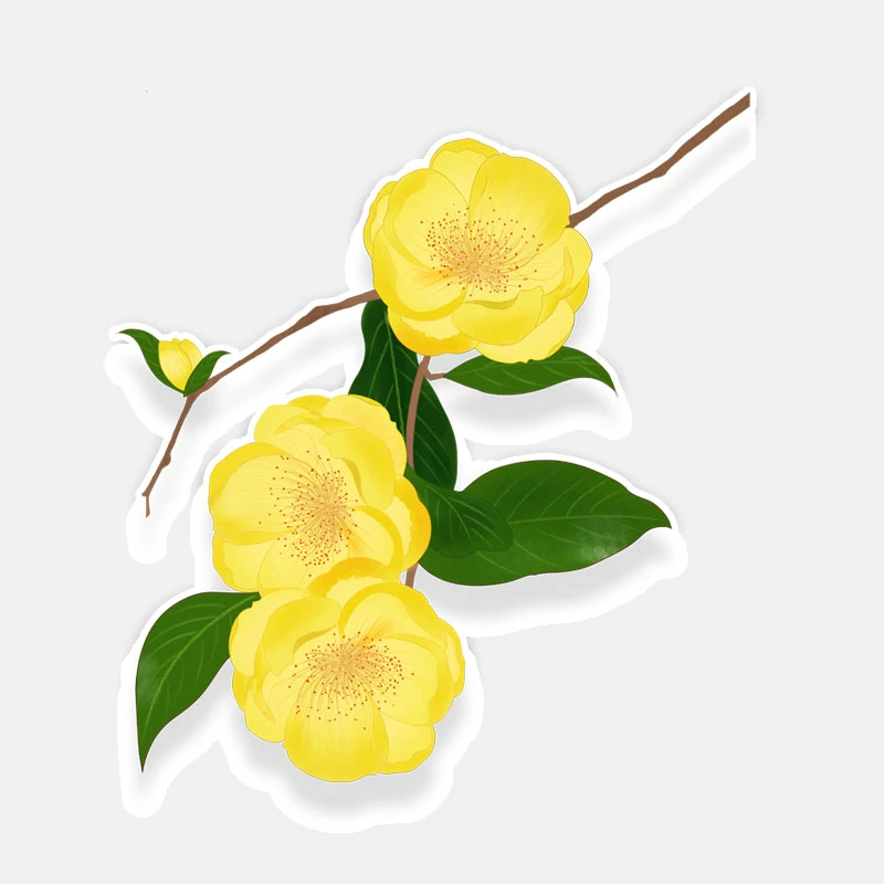 

Yellow Flower Car Sticker Accessories Car Styling Decal Vinyl Car Window Cover Scratches Waterproof PVC 15cmx13cm