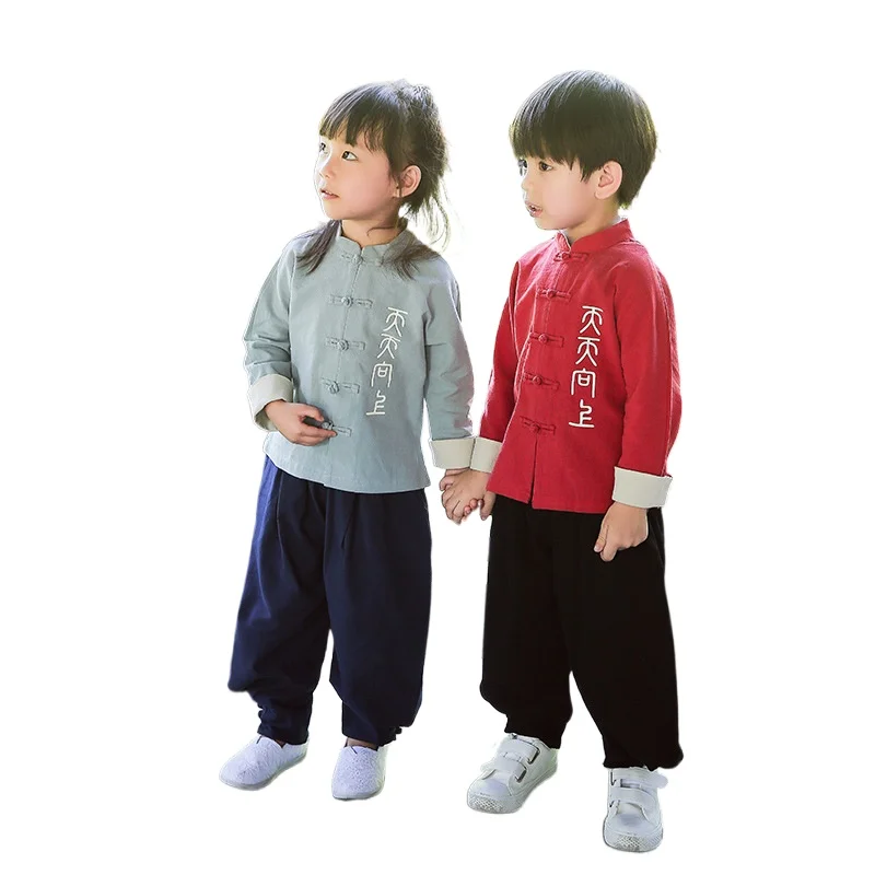 Детский ретро костюм Тан в китайском стиле комплект детской одежды для мальчиков