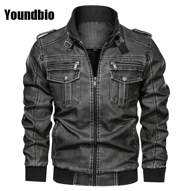 Мужская мотоциклетная куртка из ПУ кожи размеры до 6XL | одежда