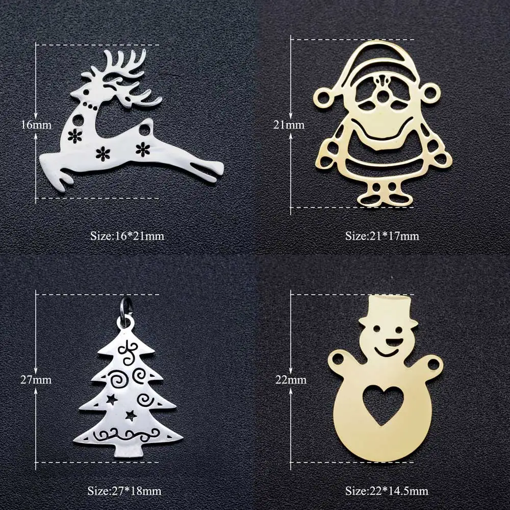 5 шт./лот 316L нержавеющая сталь Crhistmas отец Санта Клаус Олень Дерево DIY разъем