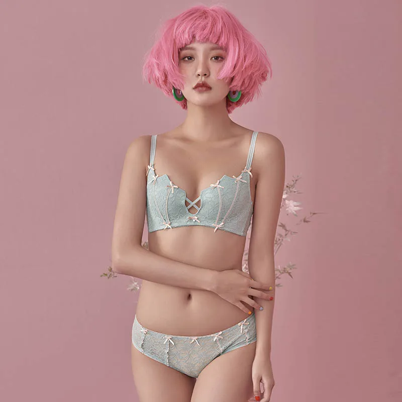 Roseheart Женская мода зеленый мягкий кружевной отделкой Беспроводной с бантиком