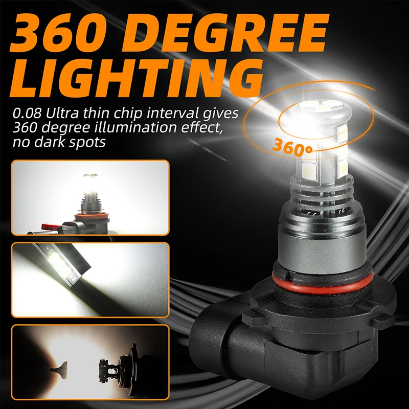 

2Pcs 9005/9006/H10 LED Fog Light Headlight Bulbs Kit 28W 6500K Bright White Lamp
