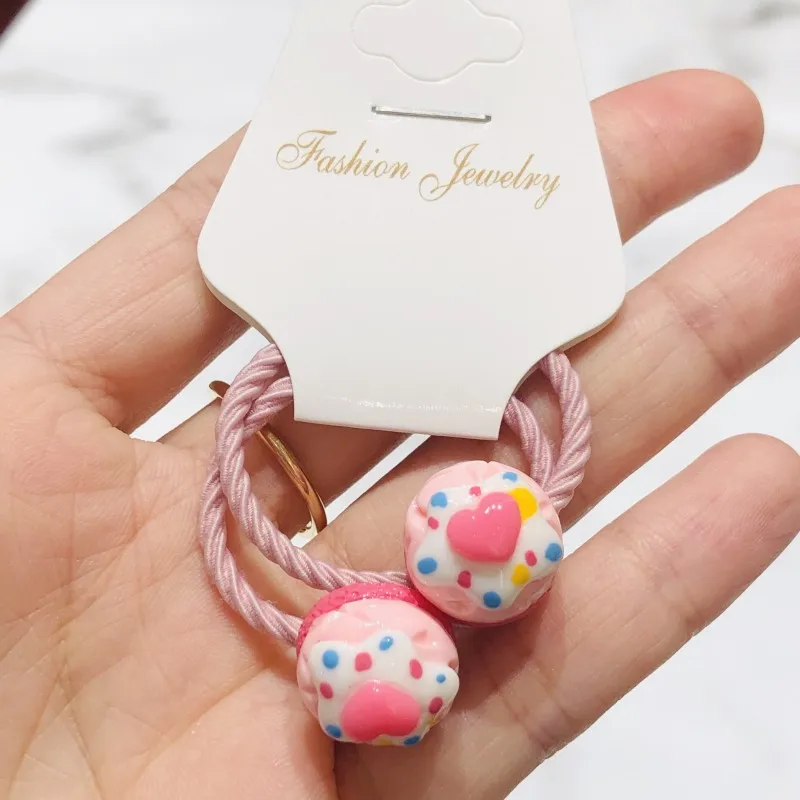 Милые Детские эластичные резинки для волос в виде торта 2 шт. держатель конского