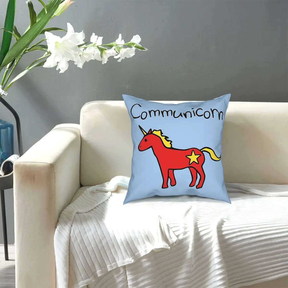 

Communicorn (Communist Unicorn) Unicorn Throw Pillow Cover Polyester Cushions for Sofa Creative Cushion Covers