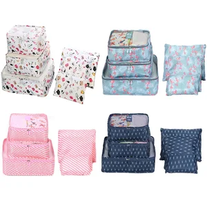 6 шт.компл., органайзер для чемодана, дорожные сумки для хранения, сетчатые тканевые упаковочные Кубы, одежда, сумки с фламинго
