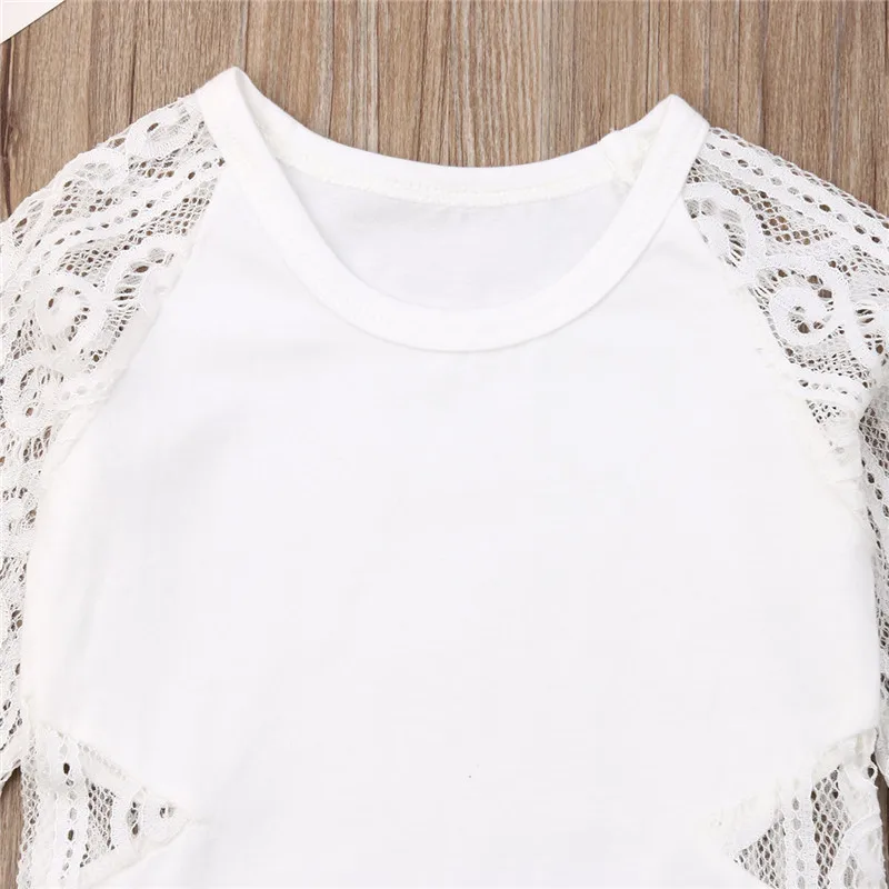 Детский кружевной комбинезон с длинным рукавом однотонный белый/черный для