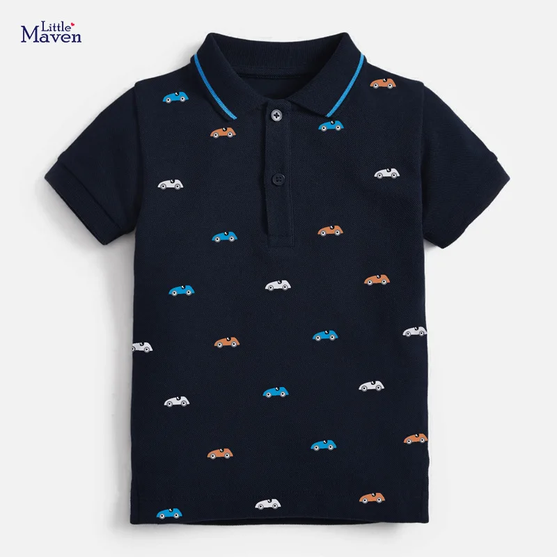 

Little Maven Children Summer Baby Boy Boutique Clothes Car Print Tee Tops Brand Cotton Soft Cute Polo Shirt for Kids 2-7 Years