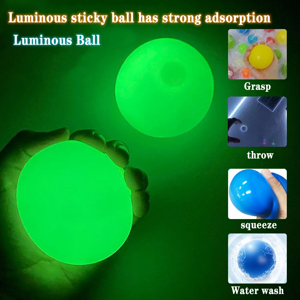 

Glow Fidget Toys Globbles Sticky Balls Ceiling for Children Anti Stress Reliever Toys Squishy Luminous Ball Pressure Fidget Toy