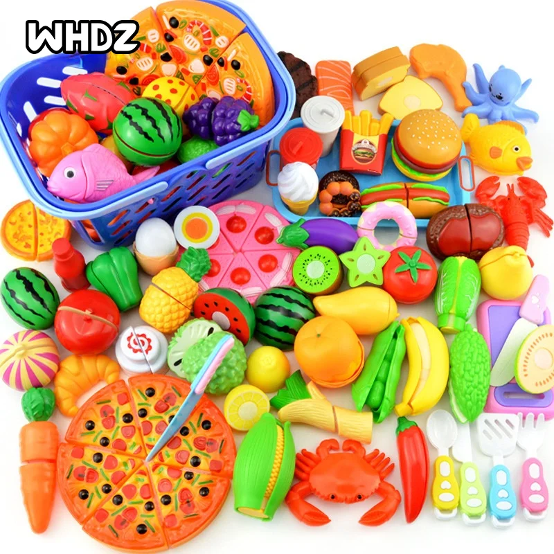 New Pretend Play Plastic Food Toy Cutting Fruit Vegetable Food Pretend Play Children Toys Simulation Kitchen Cooking Utensils