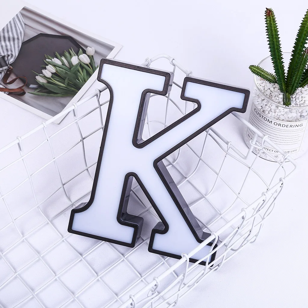 DIY 26 букв светодиодный ночник английский Marquee знак Алфавит 3D Настенный ночник t домашний Свадебный день рождения Жених