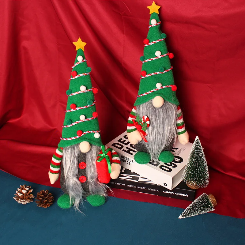 Nueva mu&ntilde;eca de &aacute;rbol de Navidad sin rostro, mu&ntilde;eco forester enano en forma de &aacute;rbol, adornos para mu&ntilde;ecas-1
