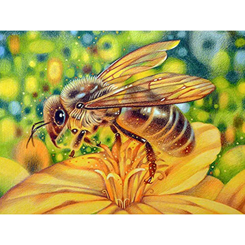 

Full Square Round 5D DIY Diamond Painting Bee Animal Diamond Embroidery Flower Rhinestone Picture Cross Stitch Mosaic Gift E32