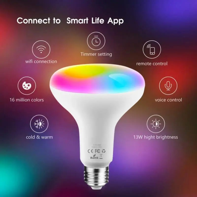 10 Вт умный WiFi светодиодный светильник RGB диммер Интеллектуальный светильник E27/E26/B22 Автоматизация работы с Умной жизнью Tuya для Alexa Google Home