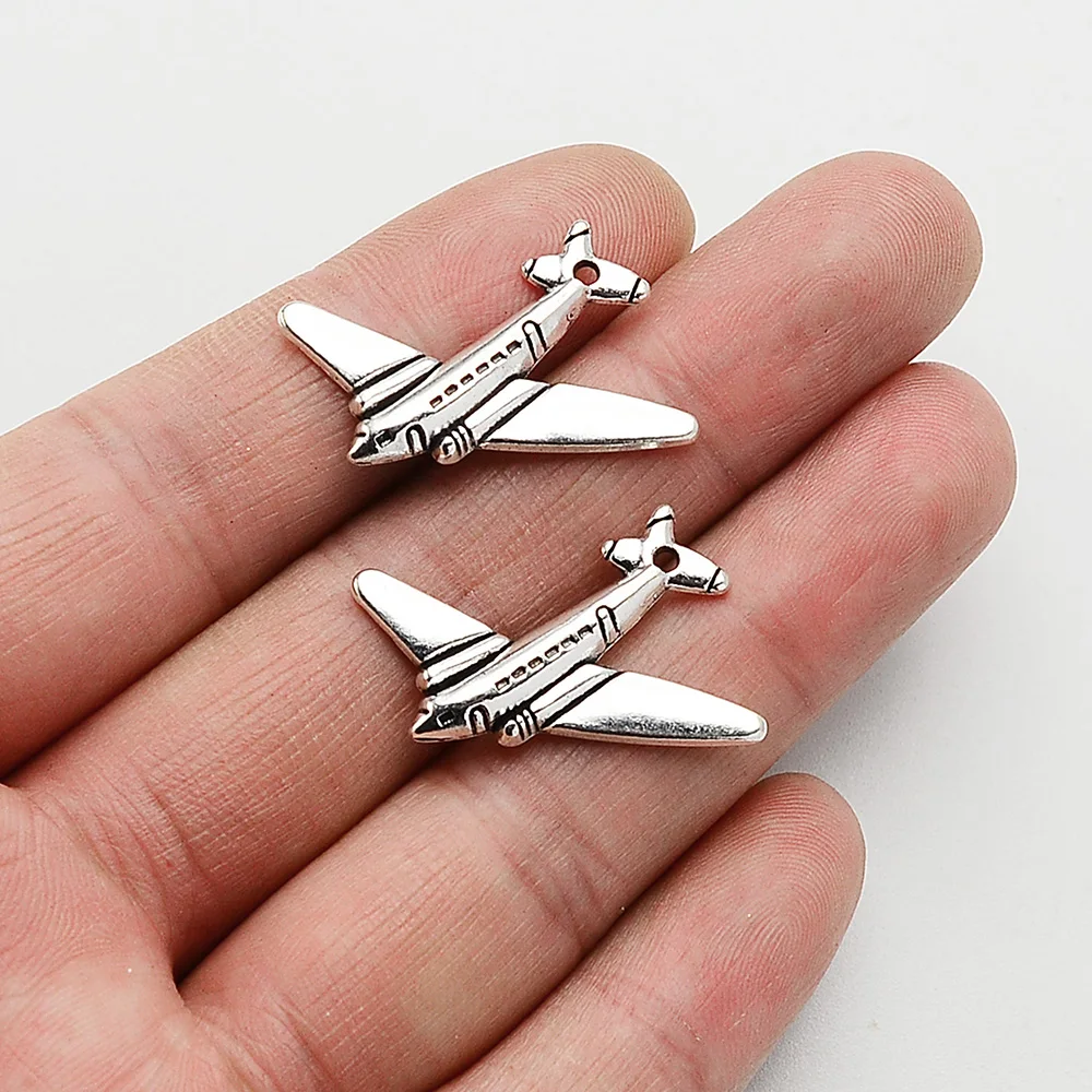 

20pcs/lot--25x30mm, Antique silver plated aircraft plane Travel airplane charms,DIY necklace supplies,Jewelry accessories