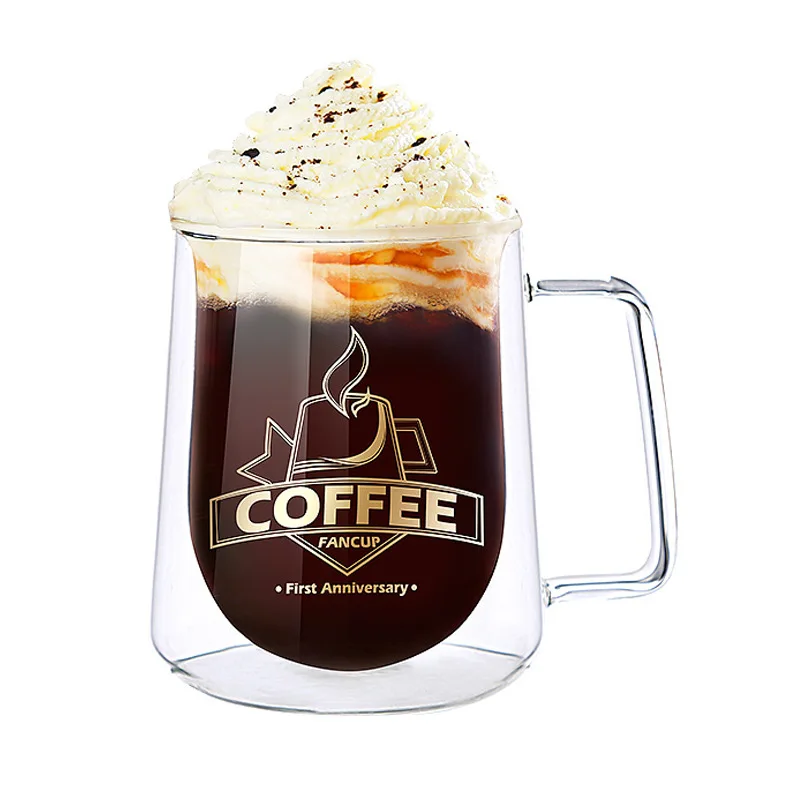 

Creative glass high borosilicate double-layer coffee cup square gram cup fashion mug