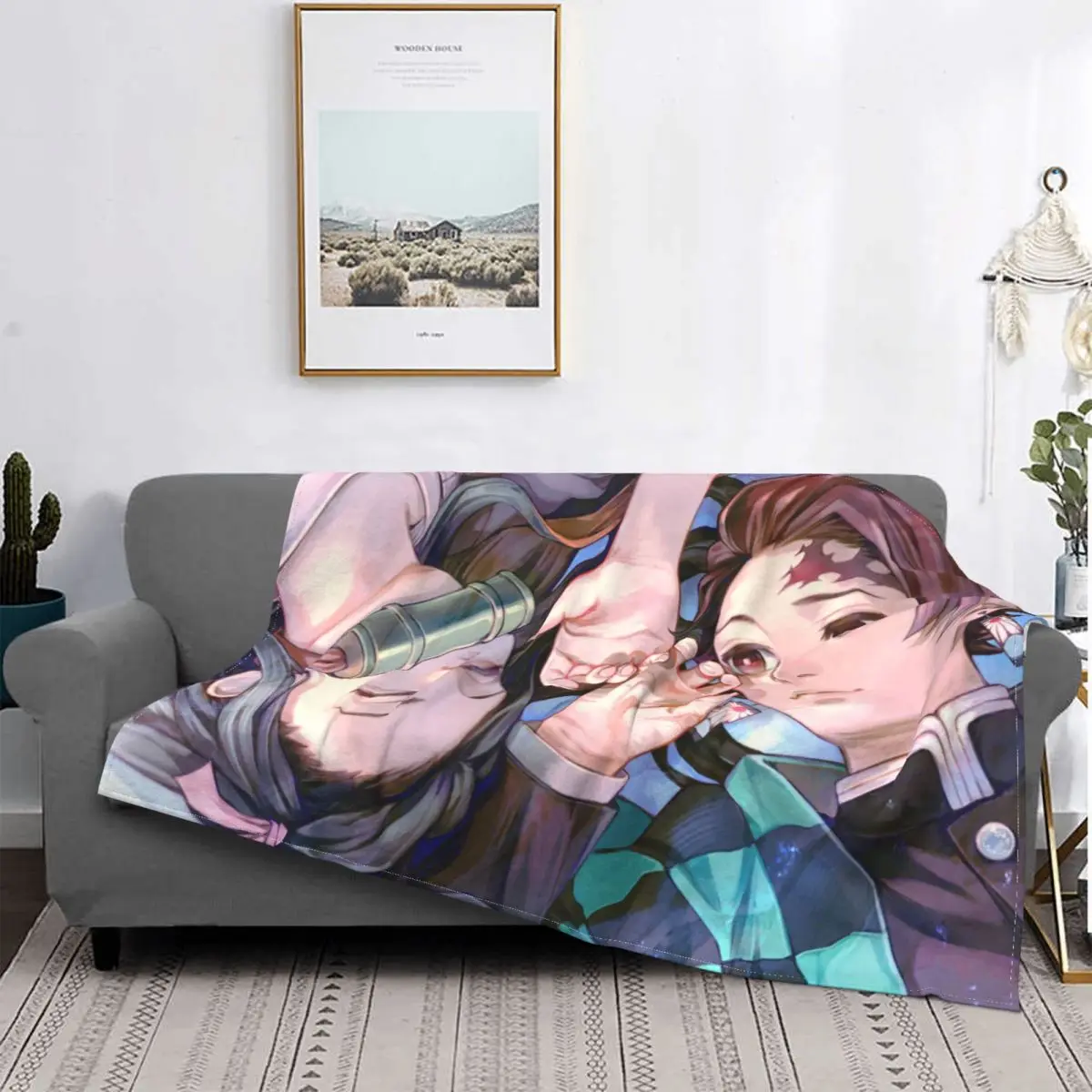 

Manta de Anime Demon Slayer Kamado Tanjirou juvenil, decorar de franela, proteccha, colcha portar para el доме