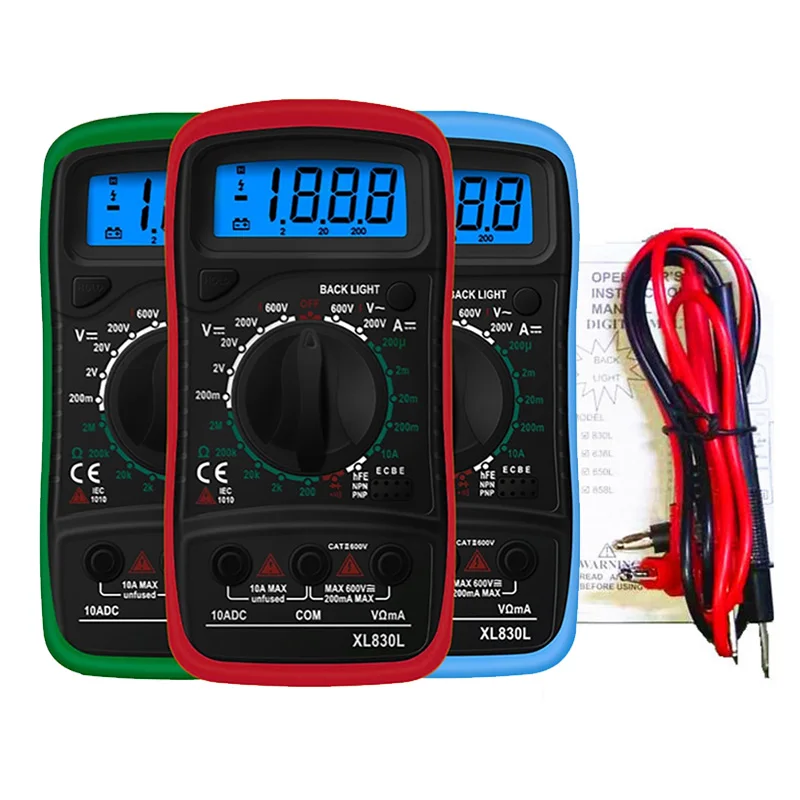 XL830L Ручной цифровой мультиметр с ЖК подсветкой Портативный AC/DC Амперметр