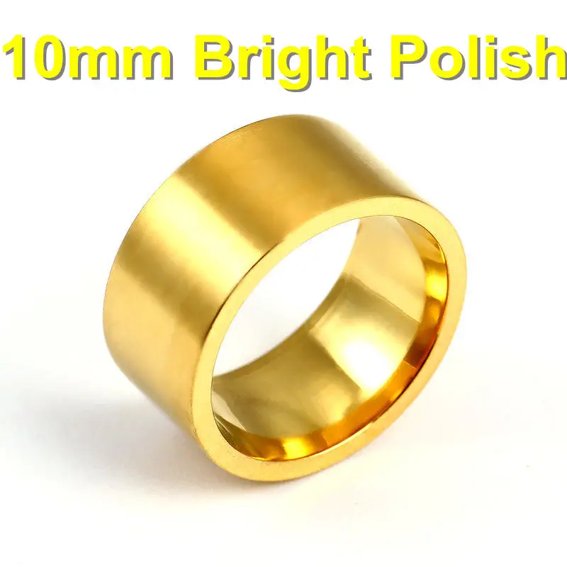 18 мм тусклый черный титан кольцо для мужчин - Цвет основного камня: 10mm Bright Gold