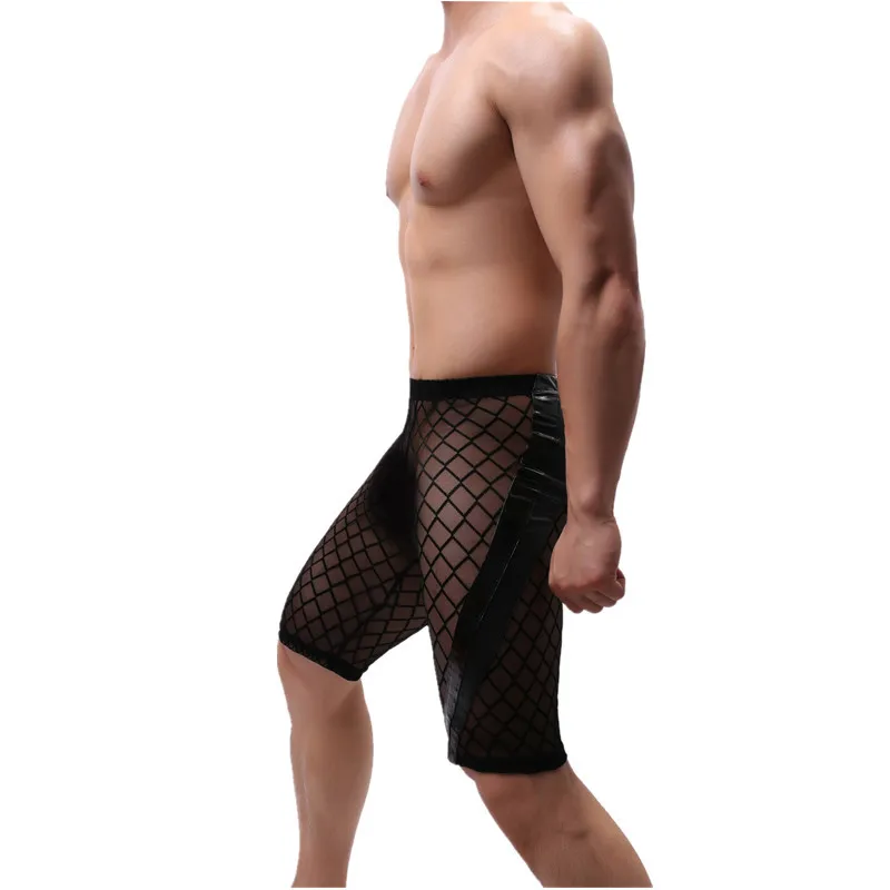 Бриджи мужские средней длины шорты-боксеры прозрачные штаны сексуальные